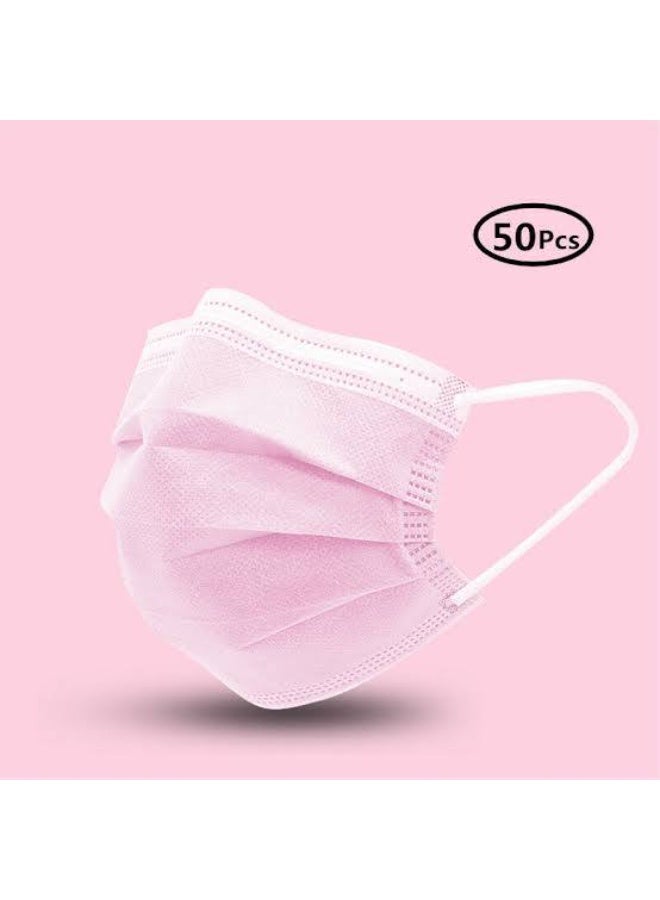 NAMA 3 layers Surgical Face Mask with Soft Elastic Ears for adult 50 peices PINK - Image 3